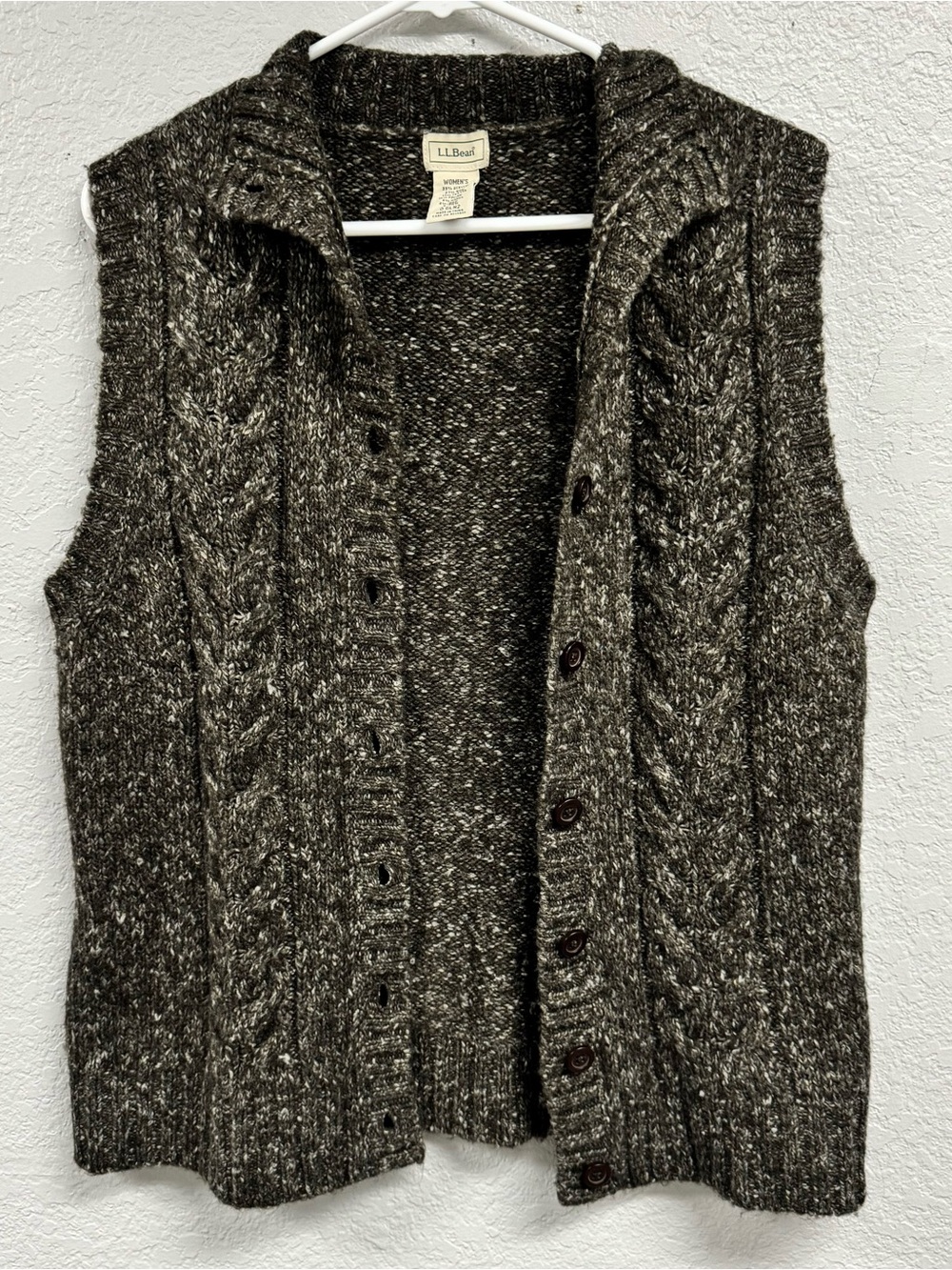 Y2K L. L. Bean Wool Blend Button Up Brown Vest. Size L